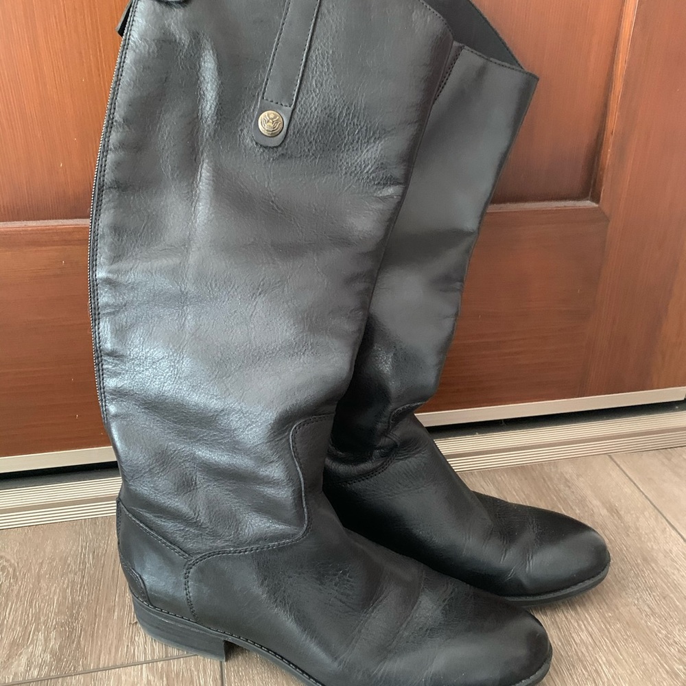 Sam Edelman Black Leather Riding-Style Boots